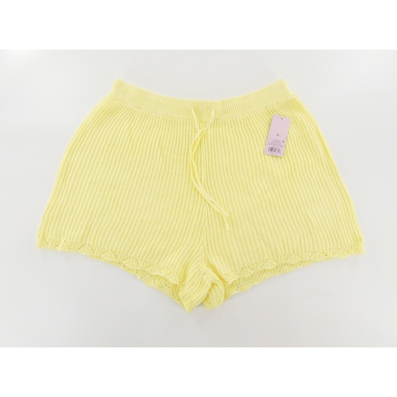 Wild Fable Knit Shorts Drawstring Ribbed Cotton Women XL Yellow - Picture 5 of 5